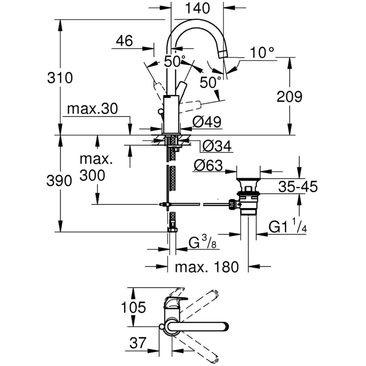 Grifo Monomando Grohe 23811000 Metal - Ferreteria Alco