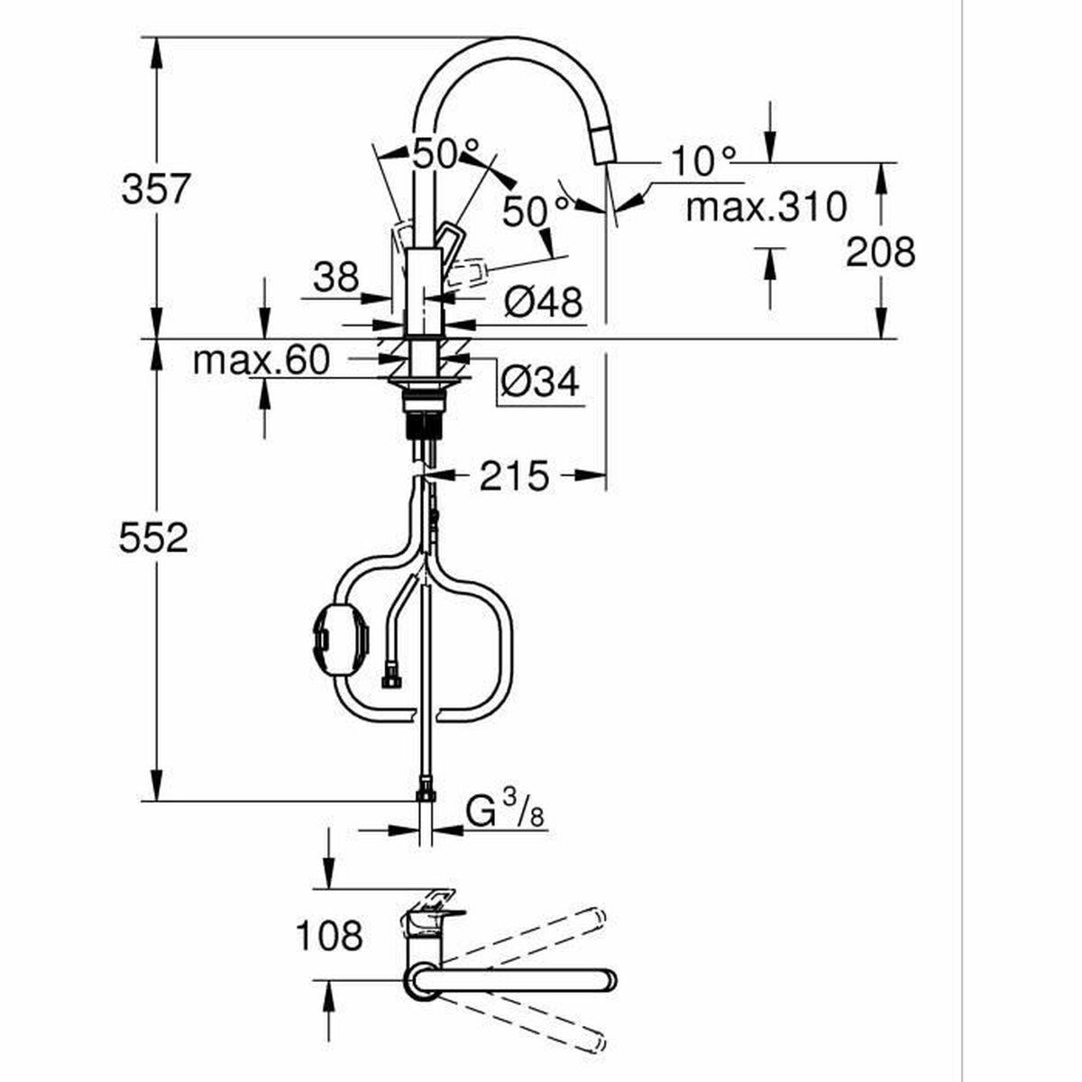Grifo Monomando Grohe StartLoop Forma de C Latón - Ferreteria Alco
