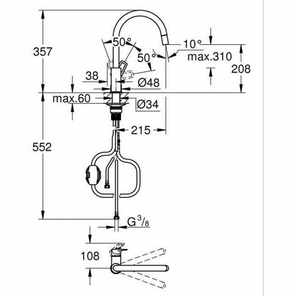 Grifo Monomando Grohe StartLoop Forma de C Latón - Ferreteria Alco