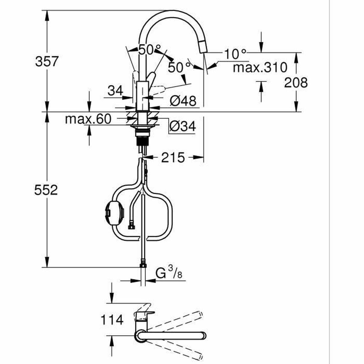 Grifo Monomando Grohe Latón Forma de C - Ferreteria Alco