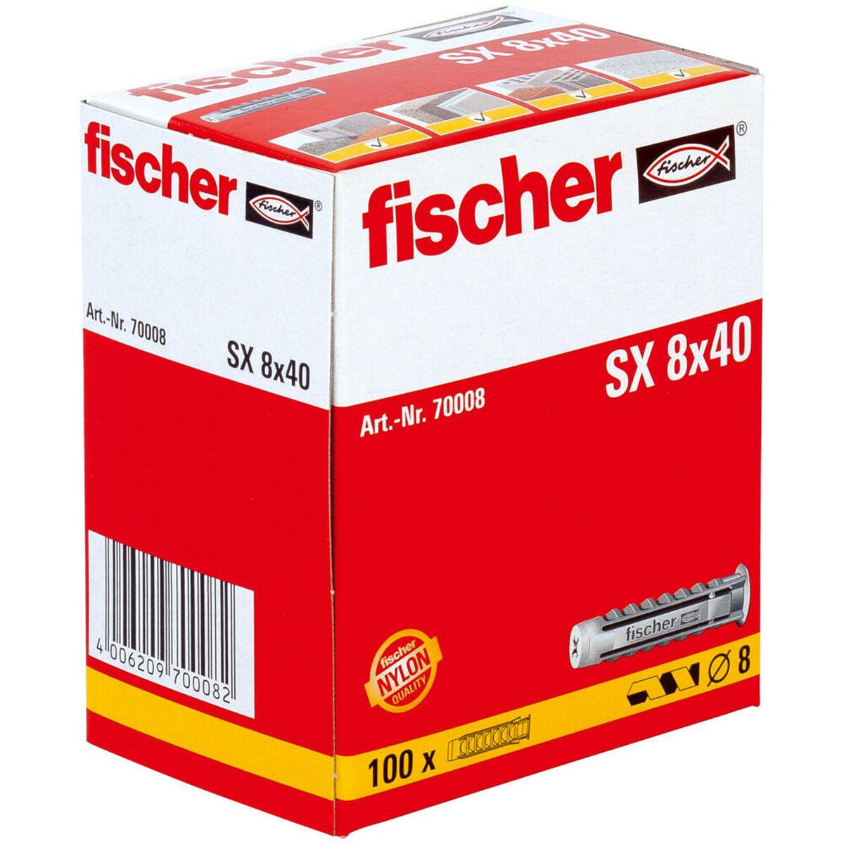 Tacos Fischer SX 70008 Nailon 8 x 40 mm (100 Unidades) - Ferreteria Alco