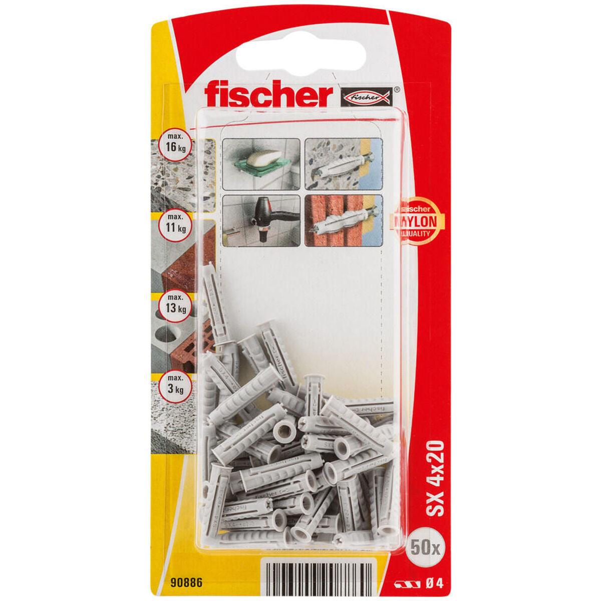 Tacos Fischer SX 90886 Nailon 4 x 20 mm (50 Unidades) - Ferreteria Alco