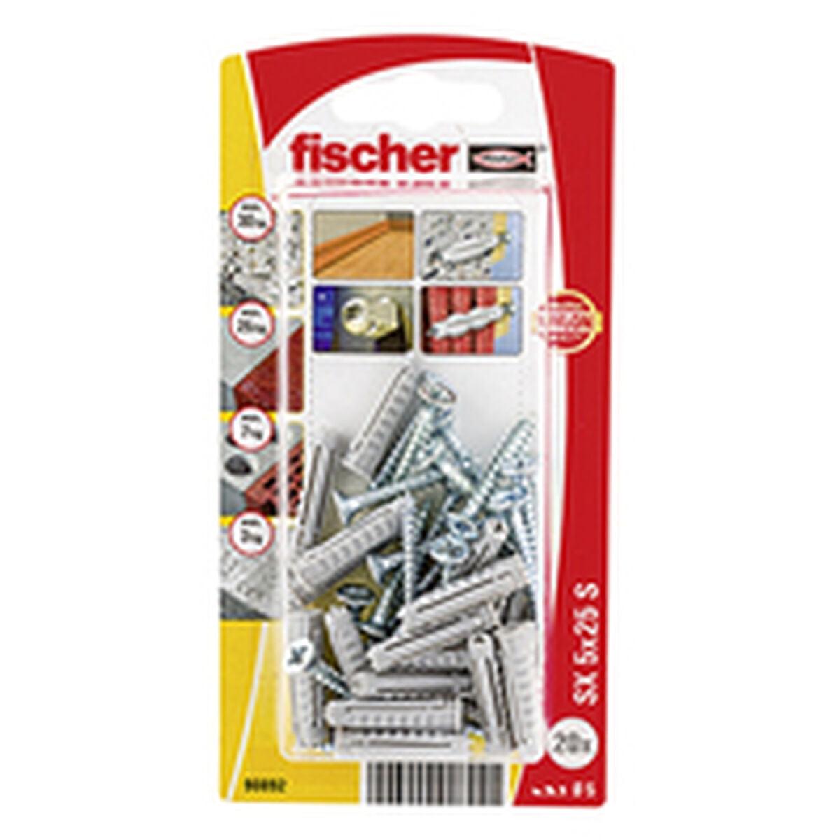 Tacos y tornillos Fischer Tacos y tornillos 20 Piezas (5 x 25 mm) - Ferreteria Alco