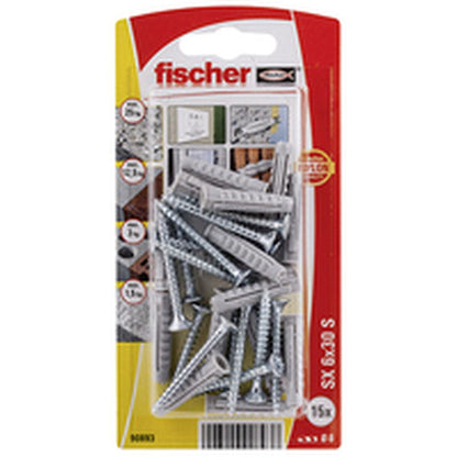 Tacos y tornillos Fischer Tacos y tornillos 15 Unidades (6 x 30 mm) - Ferreteria Alco