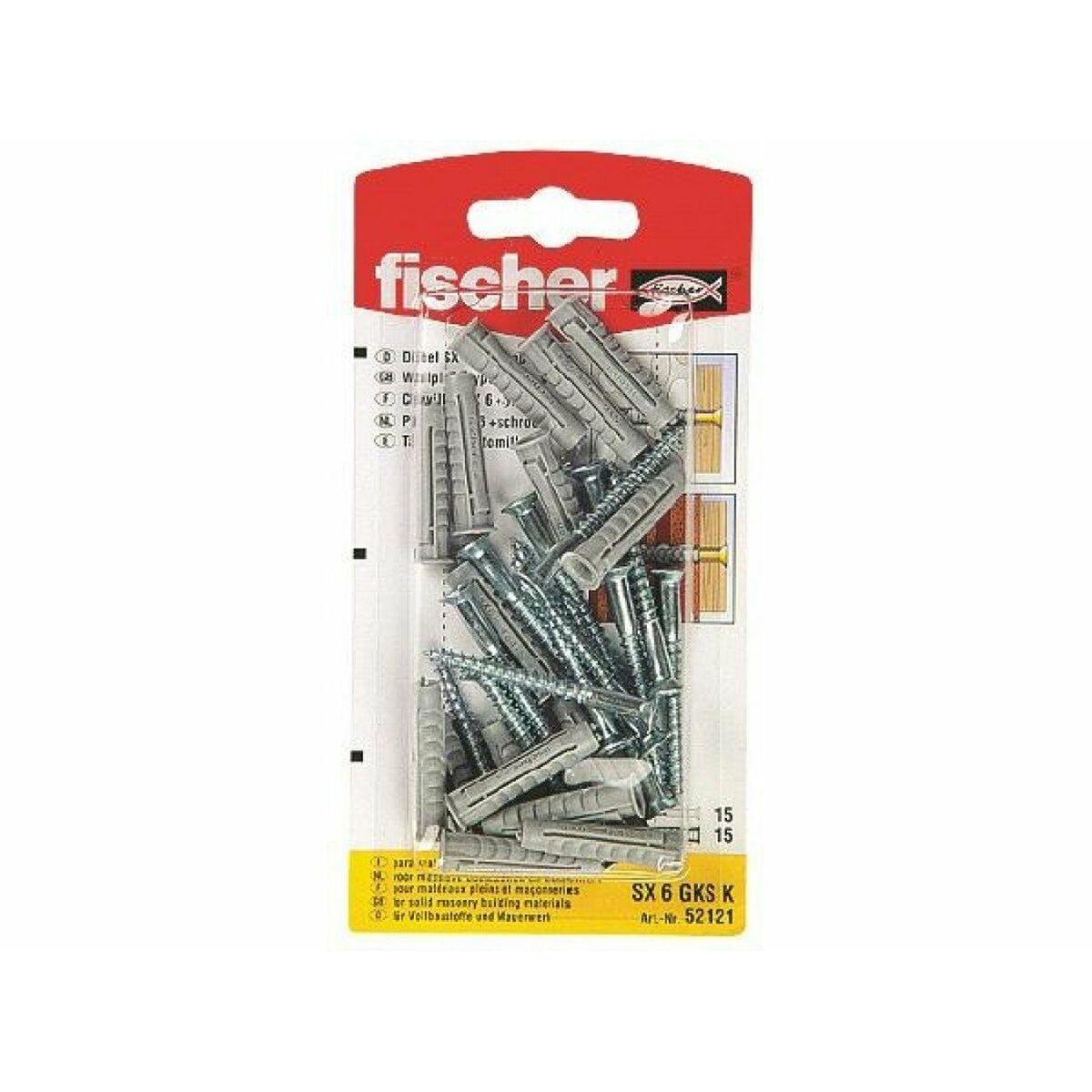 Tacos y tornillos Fischer Tacos y tornillos 15 Unidades (6 x 30 mm) - Ferreteria Alco