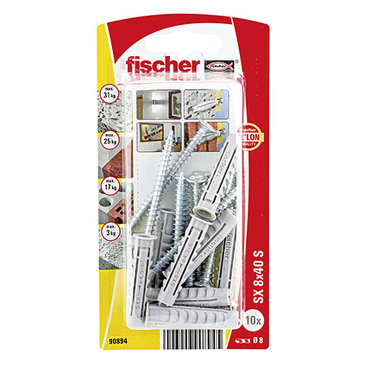 Tacos y tornillos Fischer Tacos y tornillos 10 Unidades (8 x 40 mm) - Ferreteria Alco