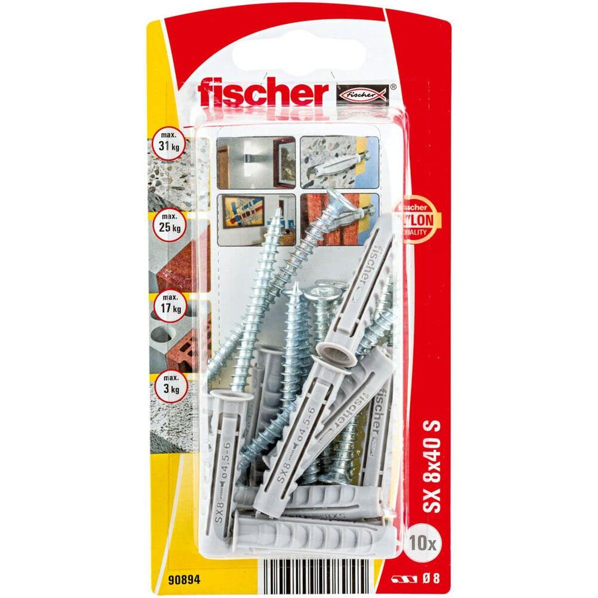 Tacos y tornillos Fischer Tacos y tornillos 10 Unidades (8 x 40 mm) - Ferreteria Alco