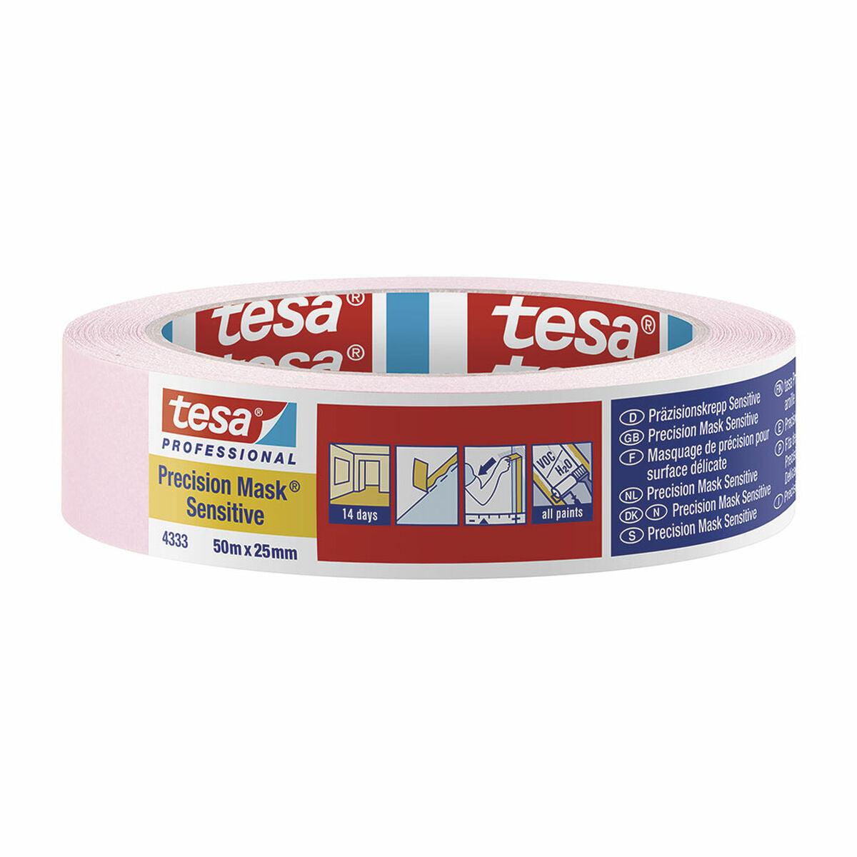 Cinta Adhesiva TESA Precision mask sensitive Rosa (50 m x 25 mm) - Ferreteria Alco