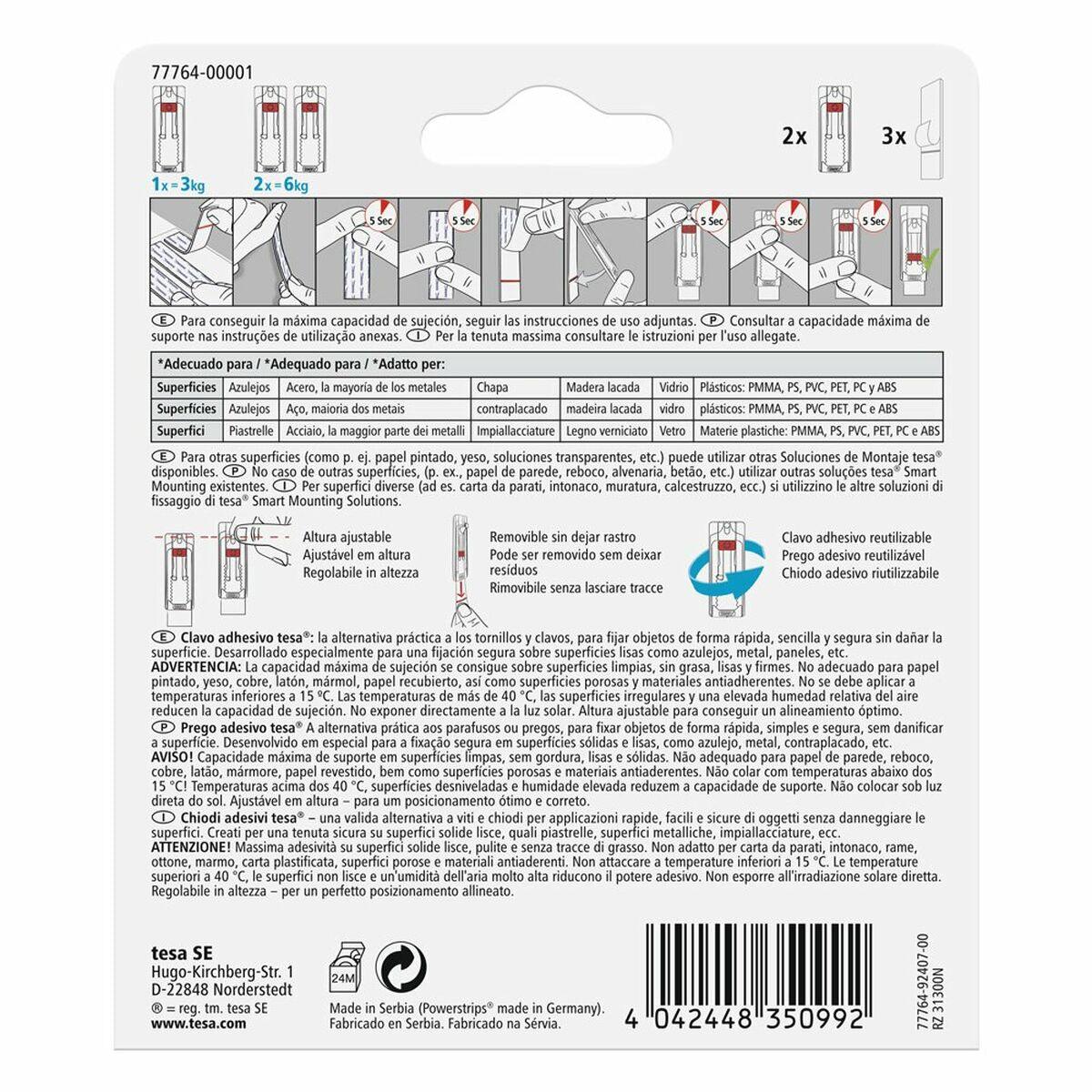 Soporte de Pared TESA 77764 3 Kg Adhesivo Clavos - Ferreteria Alco