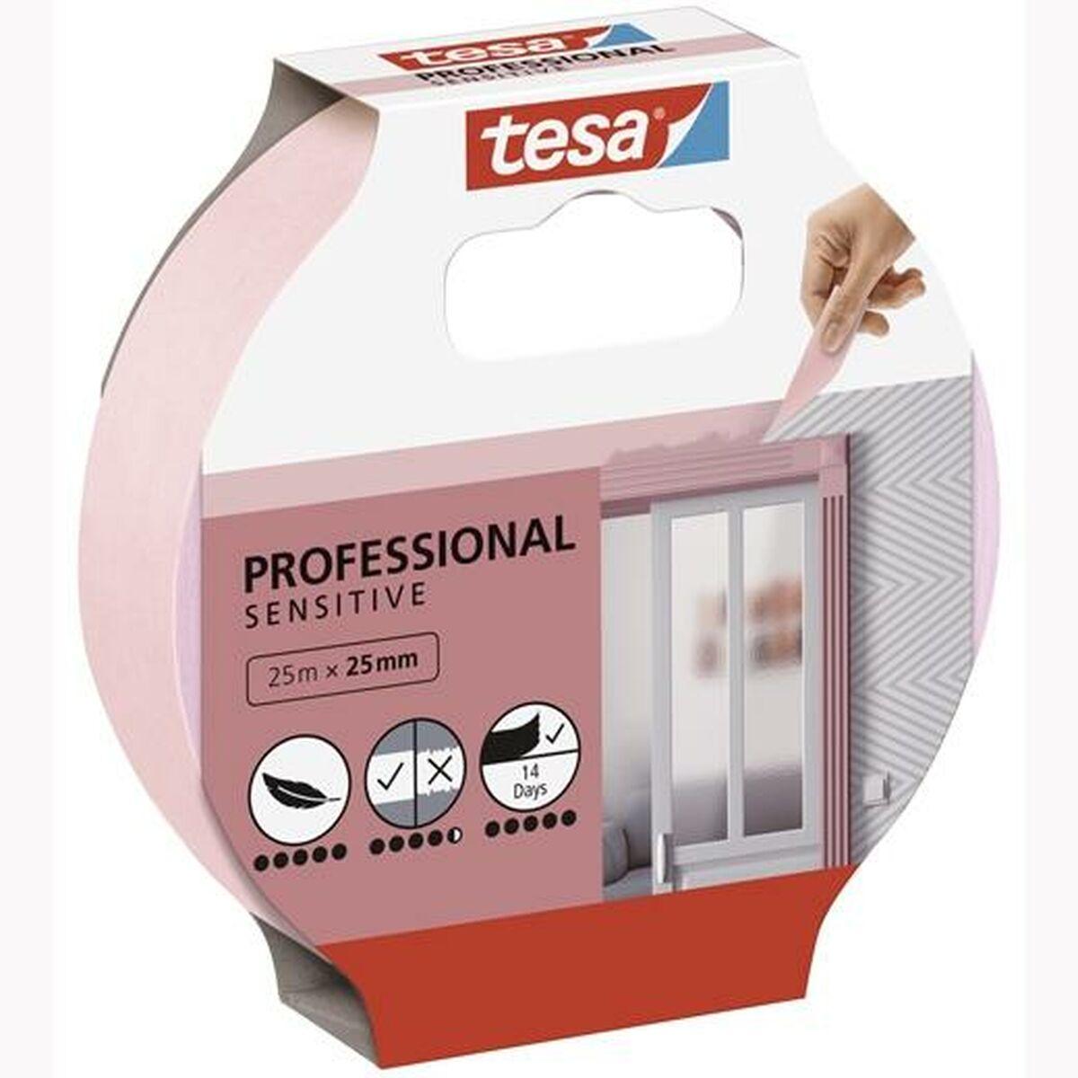 Cinta Adhesiva TESA Professional Sensitive Pintor Rosa 12 Unidades 25 mm x 50 m - Ferreteria Alco