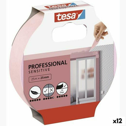 Cinta Adhesiva TESA Professional Sensitive Pintor Rosa 12 Unidades 25 mm x 50 m - Ferreteria Alco