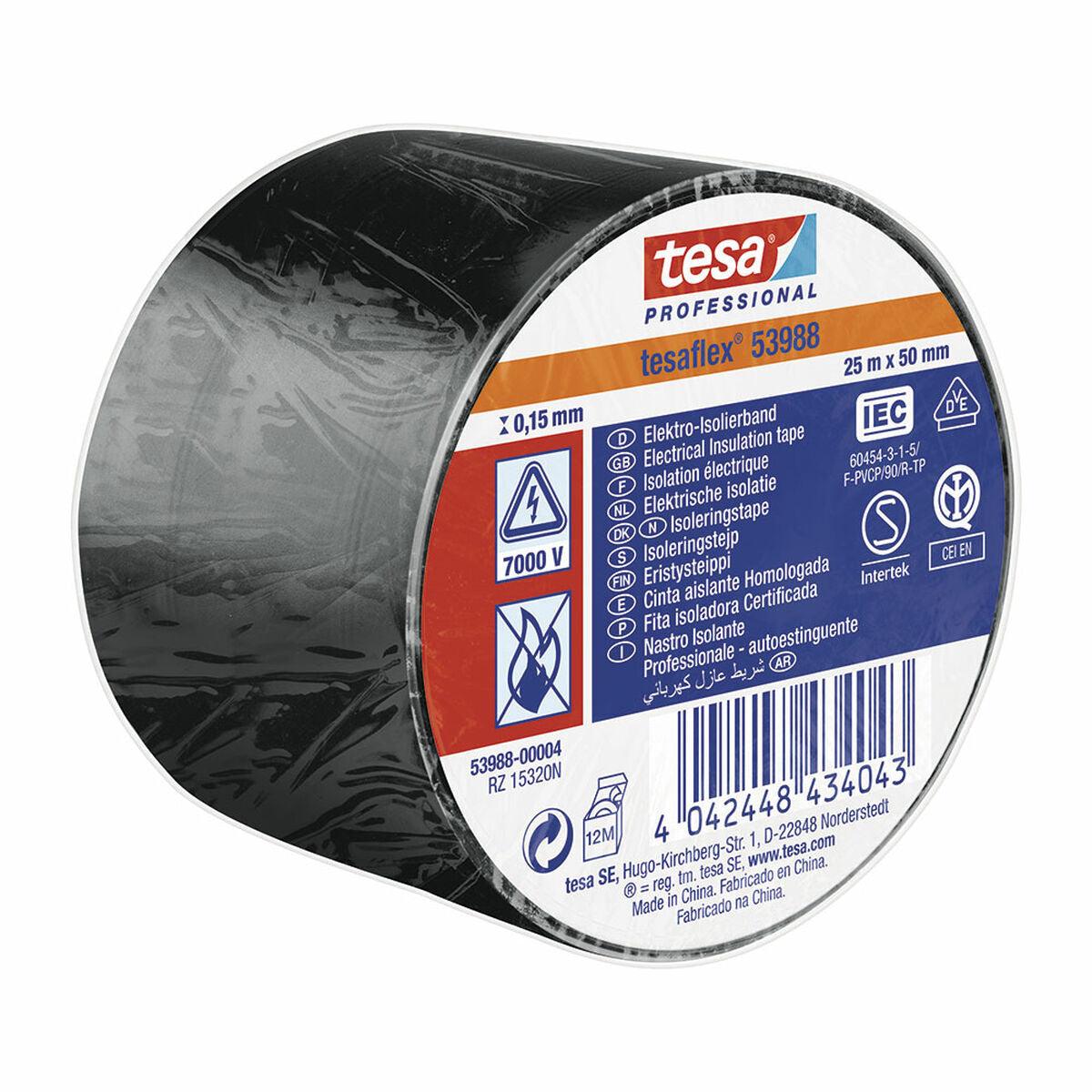 Cinta aislante TESA Negro Blanco PVC (25 m x 50 mm) - Ferreteria Alco