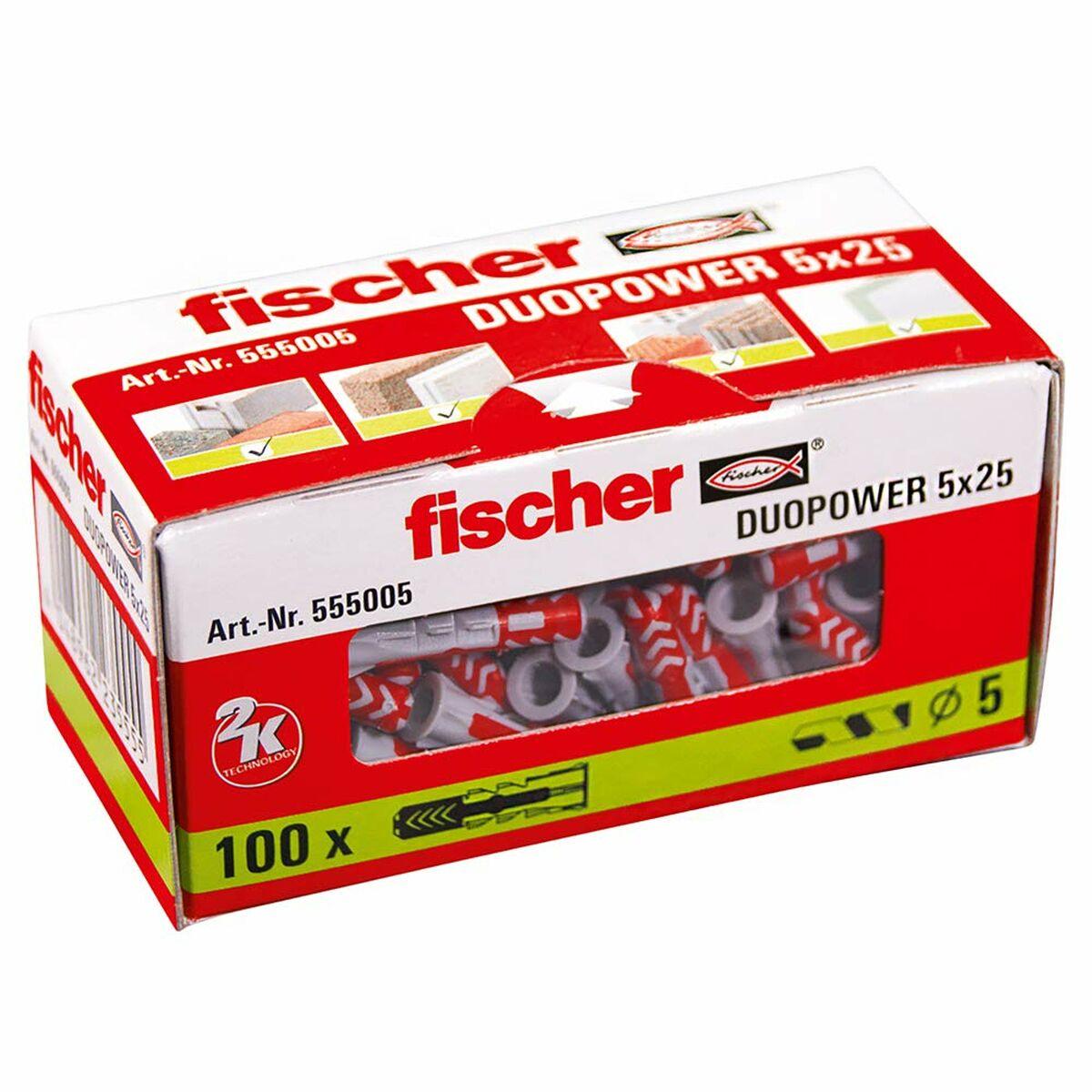 Tacos Fischer DuoPower 555005 Ø 5 x 25 mm Nailon (100 Unidades) - Ferreteria Alco