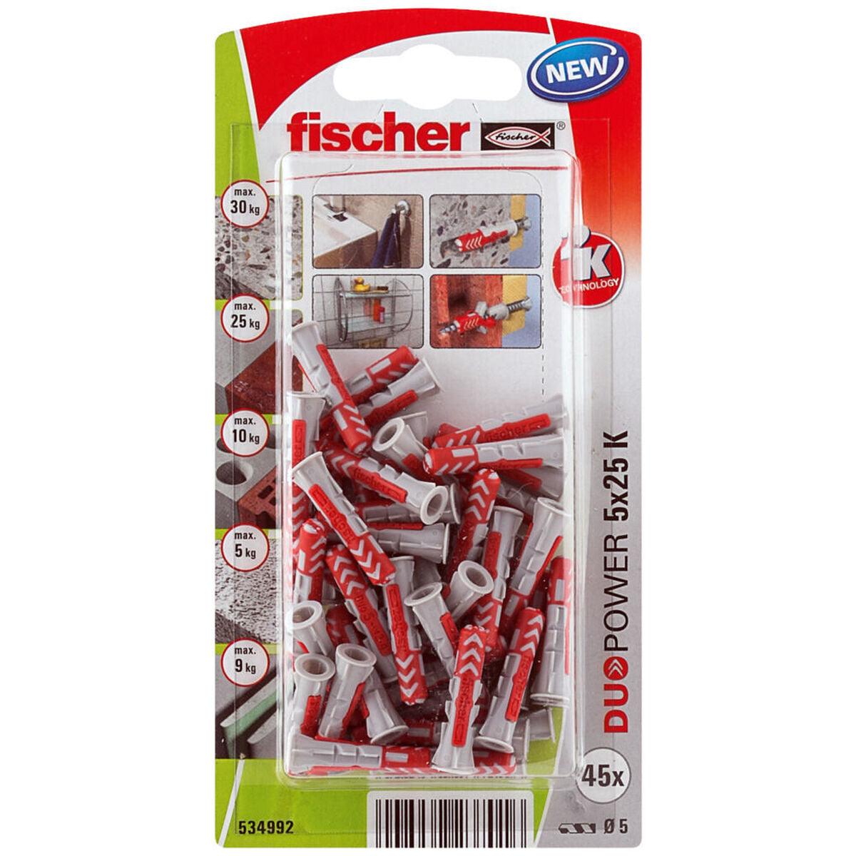 Tacos Fischer DuoPower 534992 Ø 5 x 25 mm Nailon (45 Unidades) - Ferreteria Alco