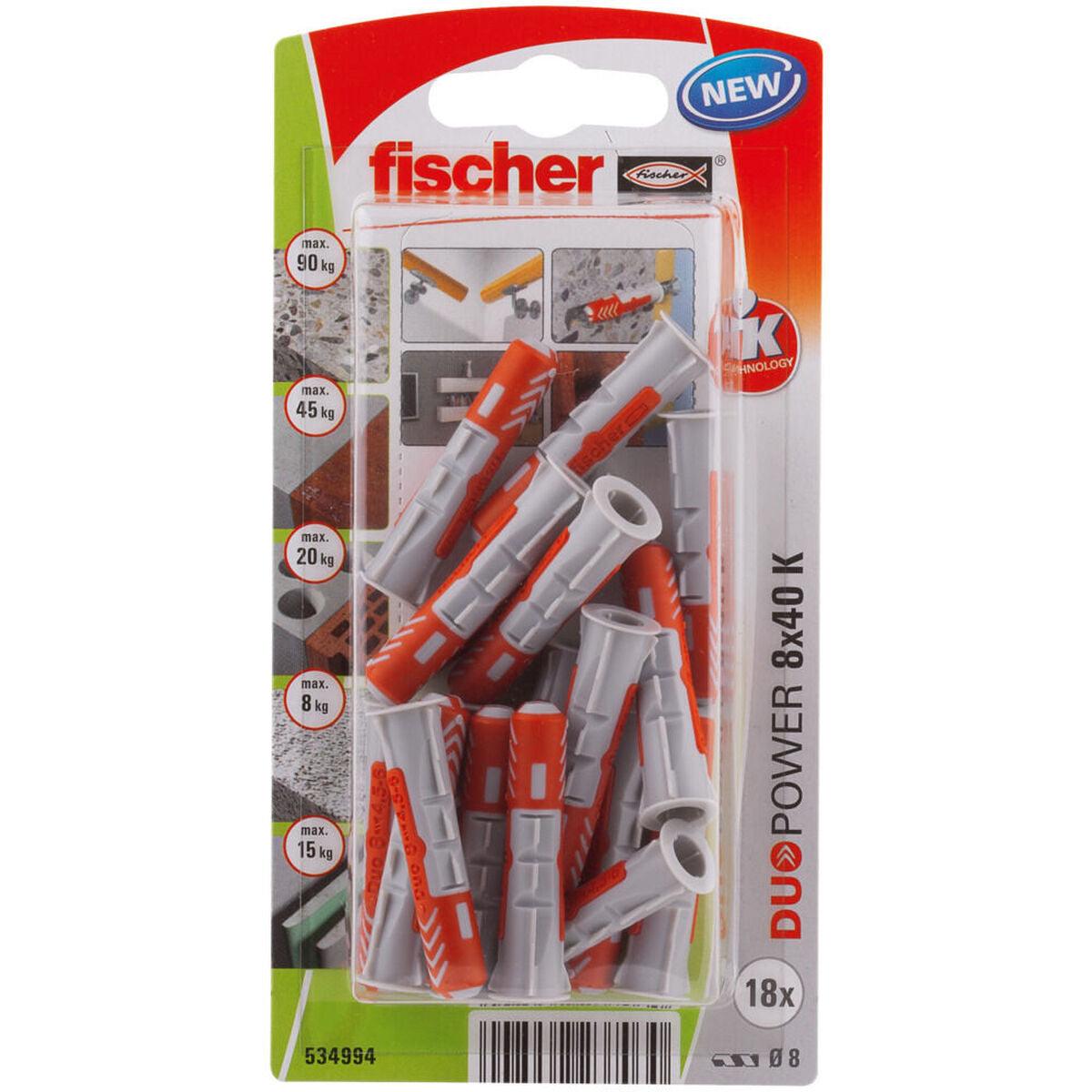 Tacos Fischer DuoPower 534994 8 x 40 mm Nailon (18 Unidades) - Ferreteria Alco