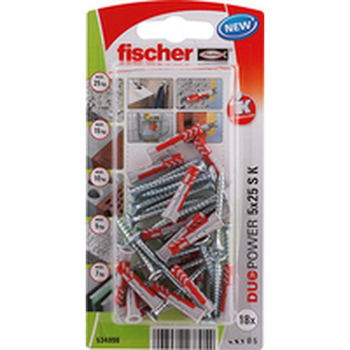 Tacos y tornillos Fischer duopower Tacos y tornillos 18 Unidades (5 x 25 mm) - Ferreteria Alco