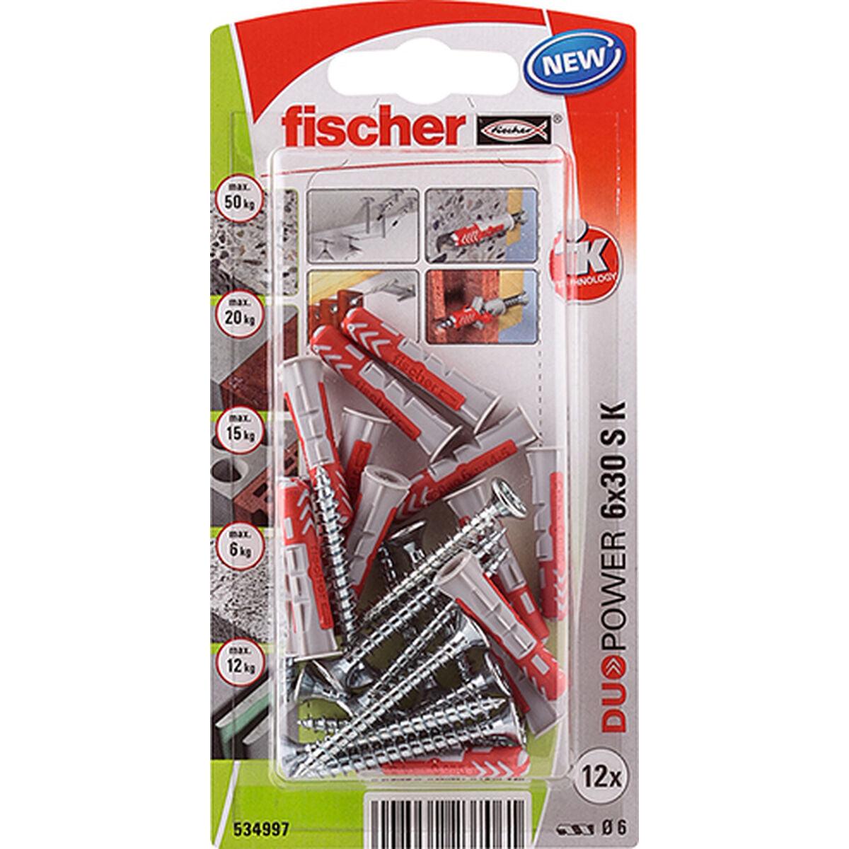 Tacos y tornillos Fischer duopower Tacos y tornillos 12 Unidades (6 x 30 mm) - Ferreteria Alco
