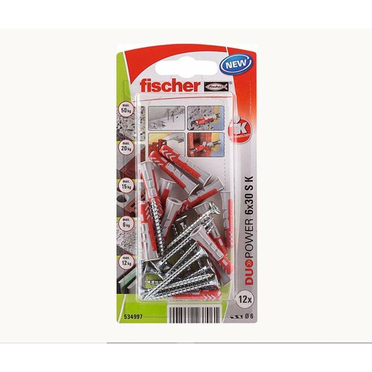 Tacos y tornillos Fischer duopower Tacos y tornillos 12 Unidades (6 x 30 mm) - Ferreteria Alco