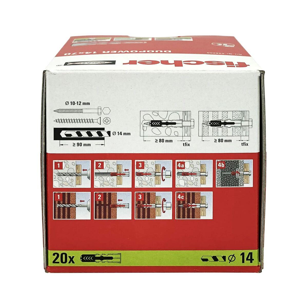 Tacos Fischer DuoPower 538244 Ø 14 x 70 mm Nailon (20 Unidades) - Ferreteria Alco
