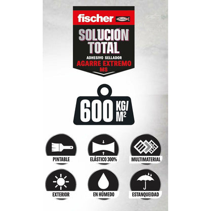 Sellador/Adhesivo Fischer Solución Total 572475 Blanco 290 ml Extrafuerte - Ferreteria Alco