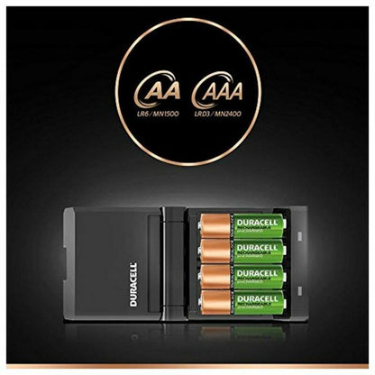 Cargador + Pilas Recargables DURACELL CEF27 2 x AA + 2 x AAA 1700 mAh 750 mAh (1 unidad) - Ferreteria Alco