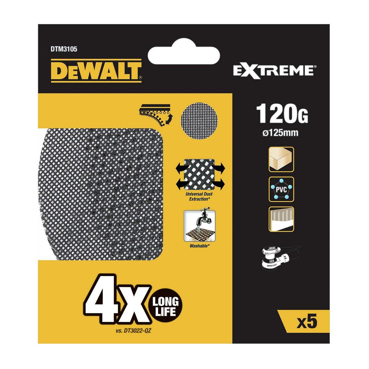 Discos de lija Dewalt Ø 125 mm 120 g 5 Unidades - Ferreteria Alco