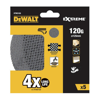 Discos de lija Dewalt Ø 125 mm 120 g 5 Unidades - Ferreteria Alco
