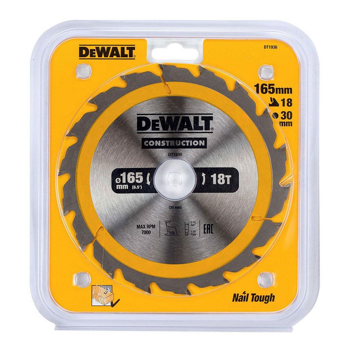 Disco de corte Dewalt dt1936-qz 165 x 30 mm - Ferreteria Alco