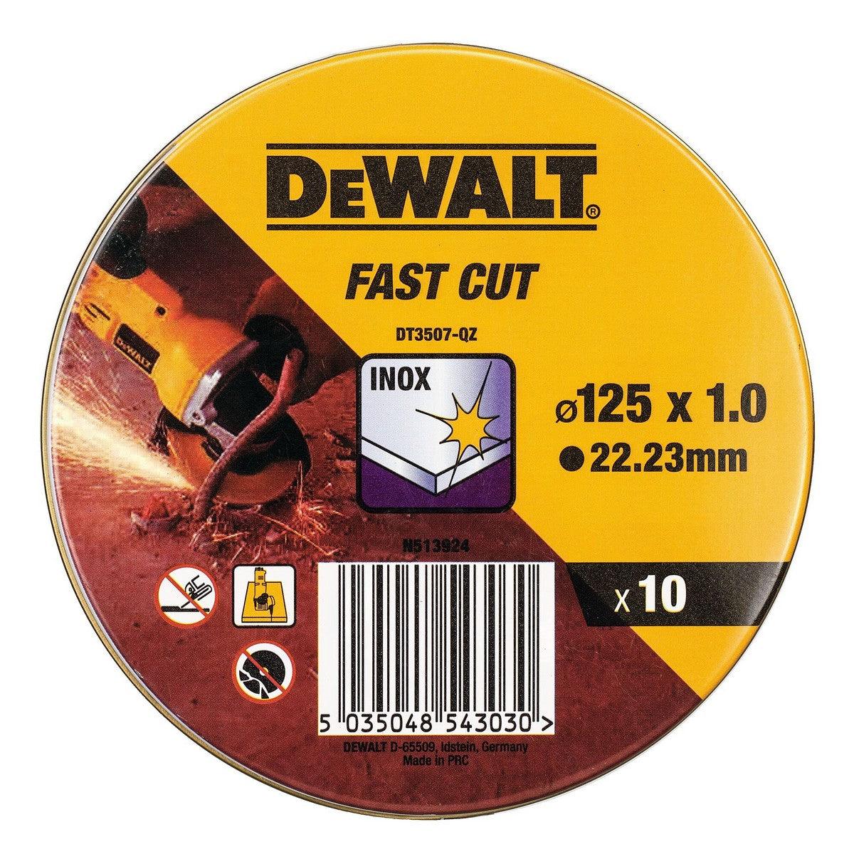 Disco de corte Dewalt Fast Cut dt3507-qz 10 Unidades 115 x 1 x 22,23 mm - Ferreteria Alco