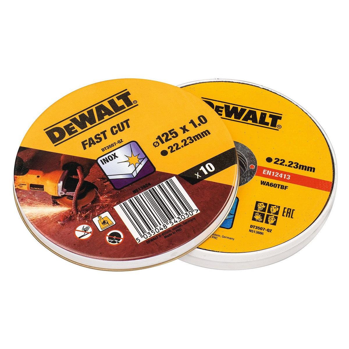 Disco de corte Dewalt Fast Cut dt3507-qz 10 Unidades 115 x 1 x 22,23 mm - Ferreteria Alco