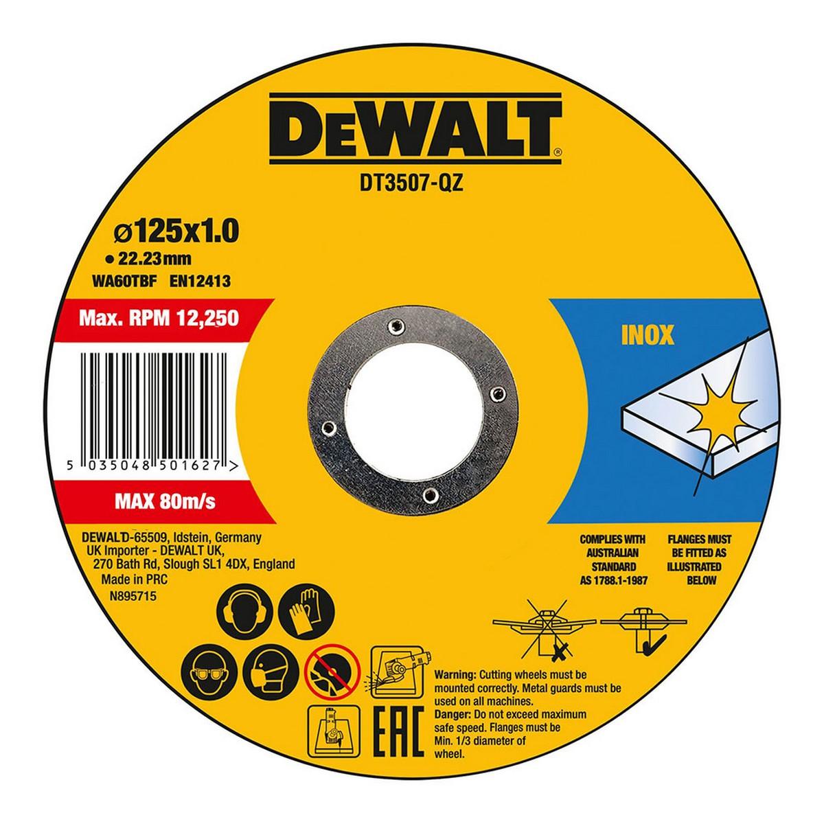 Disco de corte Dewalt Fast Cut dt3507-qz 10 Unidades 115 x 1 x 22,23 mm - Ferreteria Alco