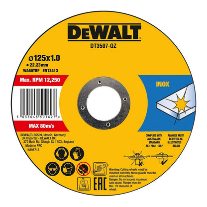 Disco de corte Dewalt Fast Cut dt3507-qz 10 Unidades 115 x 1 x 22,23 mm - Ferreteria Alco