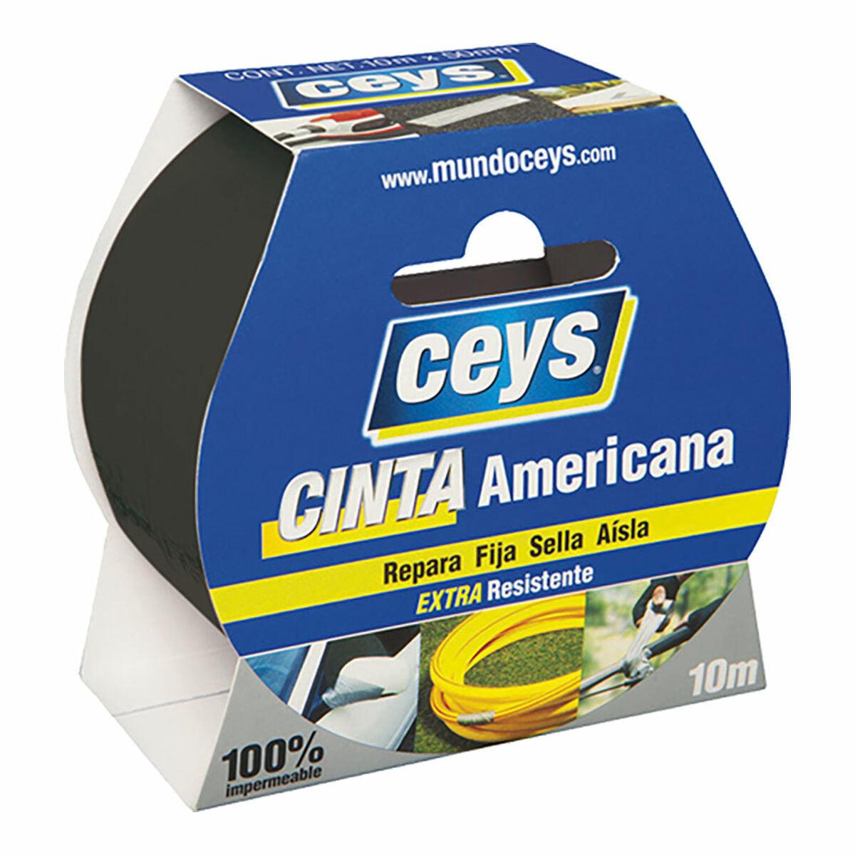 Cinta americana Ceys Negro (10 m x 50 mm) - Ferreteria Alco