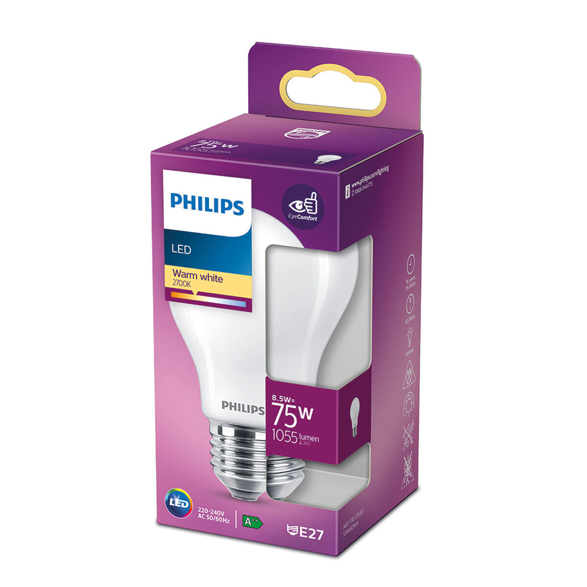 Bombilla LED Philips ø 6,6 x 10,4 cm E 8,5 W E27 1055 lm Ø 6 x 10,4 cm (2700 K)  - Ferreteria Alco